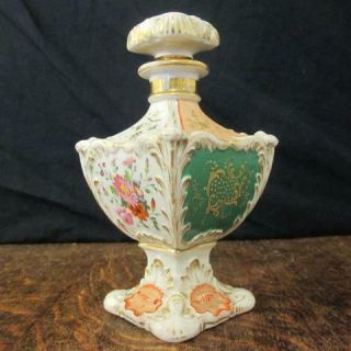 19thc French Paris Porcelain Jacob Petit? Floral Painted Scent / Perfume Bottle