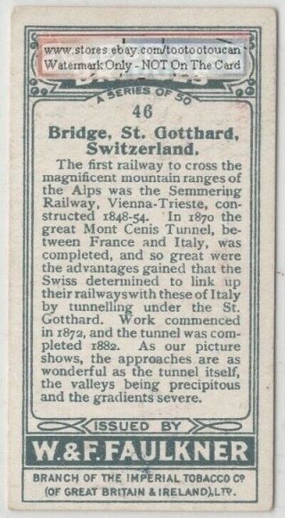 Railway Bridge At St.  Gotthard Switzerland 1920s Trade Ad Card 2