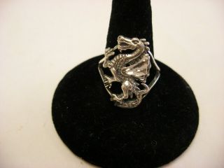 Vintage Retro Sterling Silver Winged Dragon Ring Marked Otto Size 7 3/4 205
