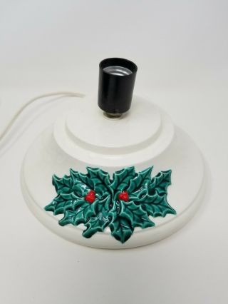 Vintage Ceramic Christmas Tree White Base Only Electical Lighted Holly Tree