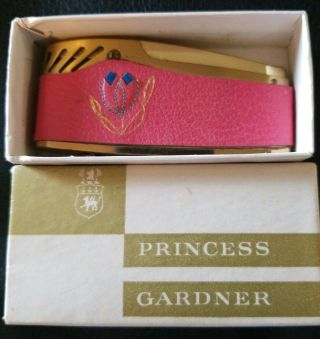 Vintage Pink Leather Princess Gardner Cigarette Lighter / Box