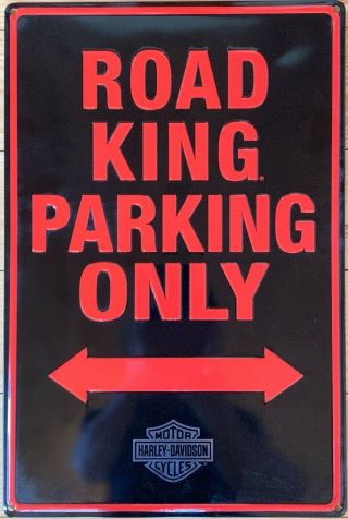 Harley - Davidson® Red & Black Road King Parking Only Embossed Tin Sign 2011011