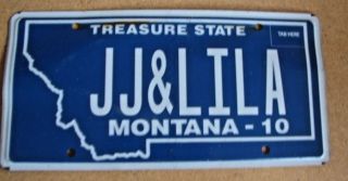 Montana Vanity License Plate " Jj & Lila " Joe John Jim Delilah Lilly