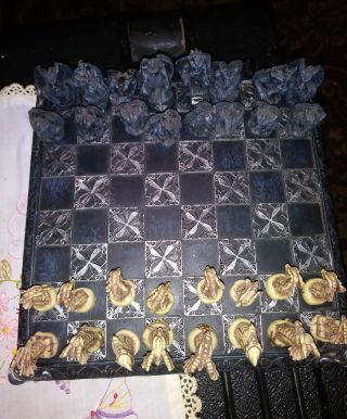 Dragon & Gargoyle Chess @9 3/4 " Square Decoration Only.