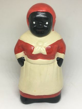 Ceramic Black Americana Aunt Jemima Woman Cook Vintage Penny Coin Bank Marked