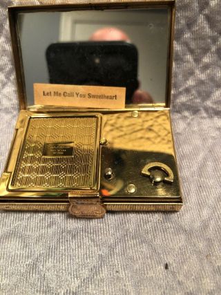 Vintage Elgin American Powder Compact With Music Box,  brass? 8