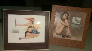 Vintage 1950 And 1956 Esquire Pin Up Desk Calendar 12 Months Complete.