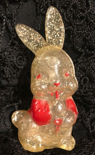 Old Vintage Easter Bunny Rabbit Plastic Baby Rattle Knickerbocker 1950s - 1960s