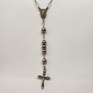 Vintage / Antique Sterling Silver Rosary 26 " 63.  2 Grams (ss1049938)