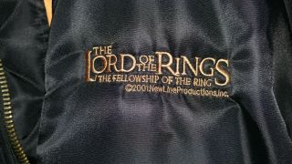 2001 Lord Of The Rings Fellowship Big Thick Jacket Black Orange Pockets Large