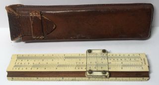 Antique 1900 4031 Keuffel And Esser 5 " Slide Rule With Leather Snap Case