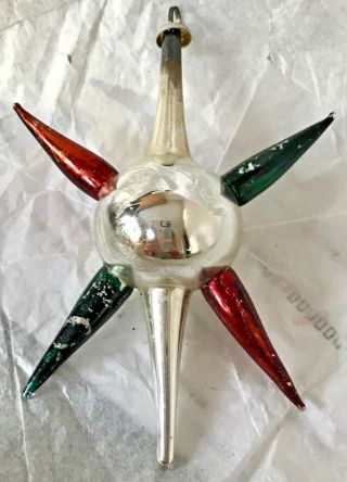 Antique Vintage Five Point Star Of Bethlehem Glass German Christmas Ornament