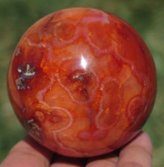 65mm 12.  7oz Red Carnelian Agate Quartz Crystal Sphere Ball