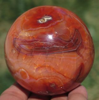 65mm 12.  7OZ Red Carnelian Agate Quartz Crystal Sphere Ball 2