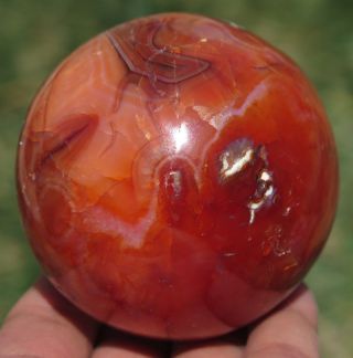 65mm 12.  7OZ Red Carnelian Agate Quartz Crystal Sphere Ball 3