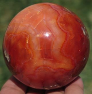65mm 12.  7OZ Red Carnelian Agate Quartz Crystal Sphere Ball 4