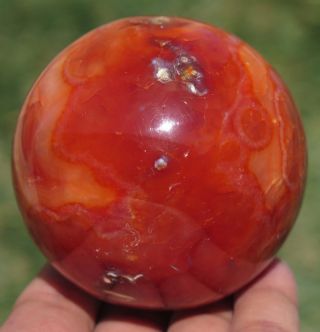 65mm 12.  7OZ Red Carnelian Agate Quartz Crystal Sphere Ball 5