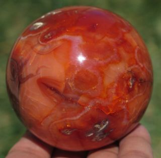 65mm 12.  7OZ Red Carnelian Agate Quartz Crystal Sphere Ball 7