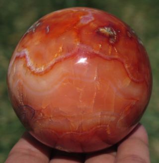 65mm 12.  7OZ Red Carnelian Agate Quartz Crystal Sphere Ball 8