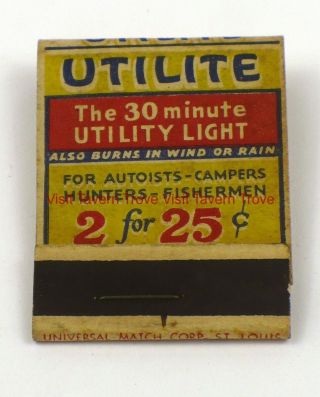 1930s Utilite Utility Light Vintage Car Moving Truck Match Cover Tavern Trove