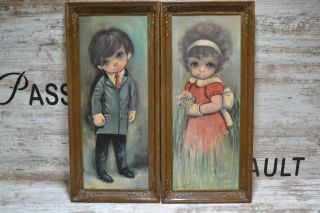 Vintage Ozz Franca Big Eyes Framed Boy & Girl Prints