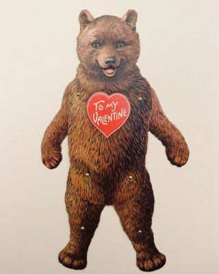 Mechanical Teddy Bear Valentine,  Raphael Tuck & Sons C1905 (die - Cut,  Embossed)