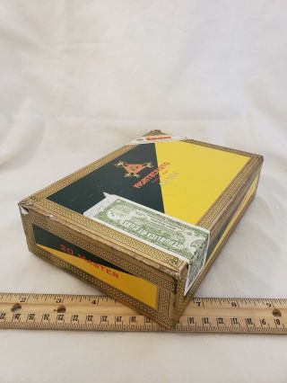 Vintage Wooden Cigar Box 25 - Montecristo No.  4 Empty with Tax Stamp 4