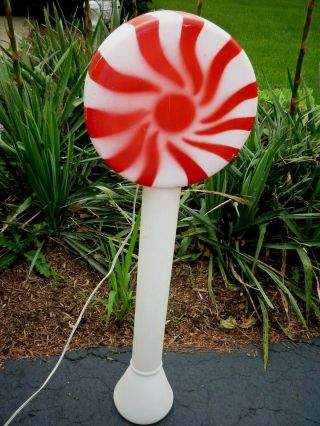 Christmas Union Red Peppermint Swirl Lollipop Lolly Blowmold Yard Decor 33 "