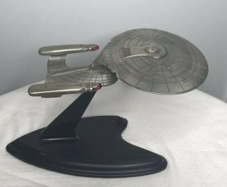 Franklin Star Trek Uss Enterprise Ncc - 1701 - D 1991 Vtg Pewter Ship W/stand