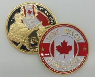 Canada Infantry Division Ww2 D - Day Juno Beach Gold Plated Coin