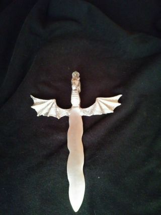 Dragon Dagger,  With Crystal On Top,  Pewter