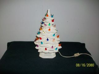Vintage 12 " Inch Ceramic Snow White Lighted Christmas Tree