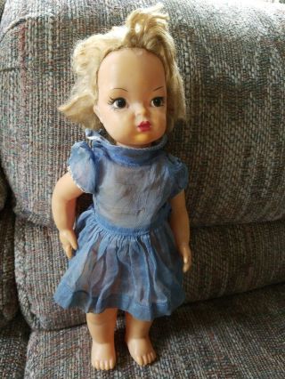 Vintage Terri Terry Lee Doll Blonde Hair Blue Dress Girl Brown Eyes Moving Arms