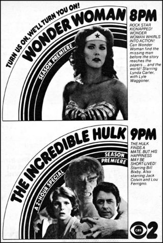 1978 Cbs Tv Ad Wonder Woman - Lynda Carter - The Incredible Hulk - Season (tv10)