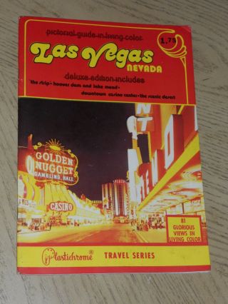 1975 Las Vegas Nevada Color Photo Pictorial Guide Book Old Casinos Plastichrome