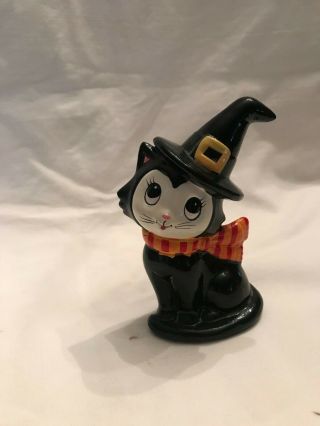 Vintage Lefton Cute Halloween Witch Cat Figurine