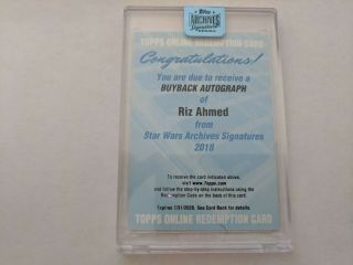 2018 Topps Star Wars Archives Signature Series Riz Ahmed Buyback Auto Redemption