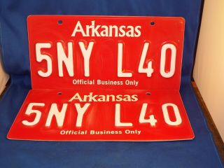 Plastic Arkansas Official Business Only License Plate (retired In 2012)