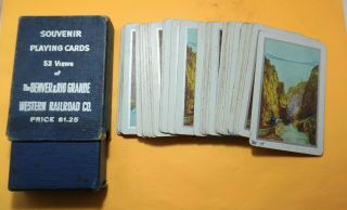 Denver & Rio Grande Western Railroad Co Souvenir Playing Cards With Views & Box