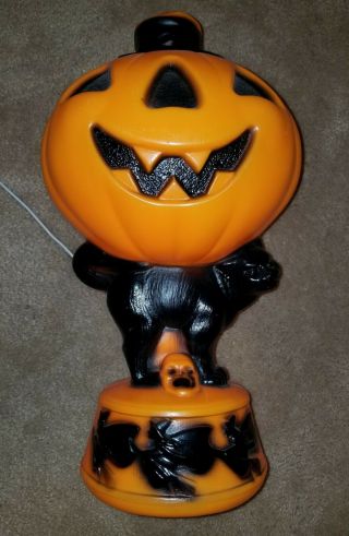 Vintage Empire Halloween Blow Mold Pumpkin Jack O Lantern Black Cat Light