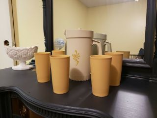 Vintage Tupperware Set Of 6 Pitcher 800 - 8 And 5 Cups 873
