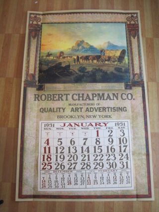 1931 Robert Chapman Old West Wagon Train Salesman Sample Advertising Calendar