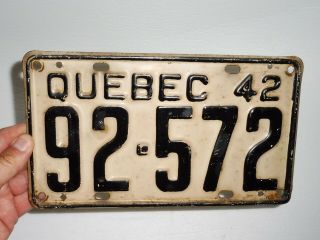 1942 QUEBEC LICENSE PLATE CANADA TAG SIGN AUTOMOBILE 2