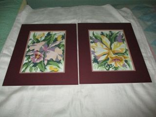 Two Vintage Paint By Number Pictures Flowers