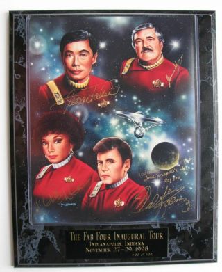 Star Trek Autographed Plaque The Fab Four Inaugural Tour Indianapolis 90 Of 300