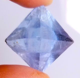 Gemmy Sky Blue Illinois Fluorite Octahedron With Chalcopyrite Inclusions Lqqk