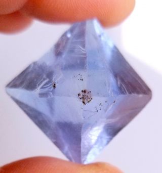 Gemmy Sky Blue Illinois Fluorite Octahedron With Chalcopyrite Inclusions LQQK 2