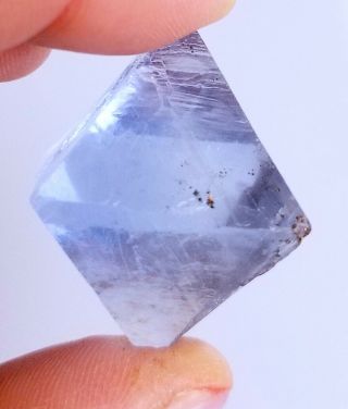 Gemmy Sky Blue Illinois Fluorite Octahedron With Chalcopyrite Inclusions LQQK 4