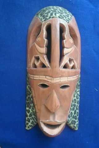Large African Hand Craft Crafted In Bali Balinese Wood Wooden Mask 15 X 7 X 3