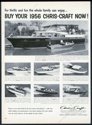 1956 Chris Craft Continental Runabout Corsair 8 Boat Photo Vintage Print Ad